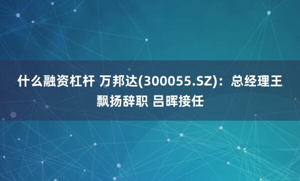 什么融资杠杆 万邦达(300055.SZ)：总经理王飘扬辞职 吕晖接任