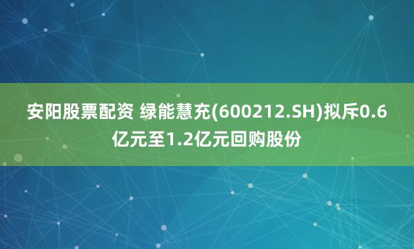 安阳股票配资 绿能慧充(600212.SH)拟斥0.6亿元至1.2亿元回购股份