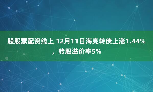 股股票配资线上 12月11日海亮转债上涨1.44%，转股溢价率5%