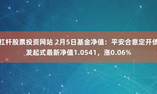 杠杆股票投资网站 2月5日基金净值：平安合意定开债发起式最新净值1.0541，涨0.06%