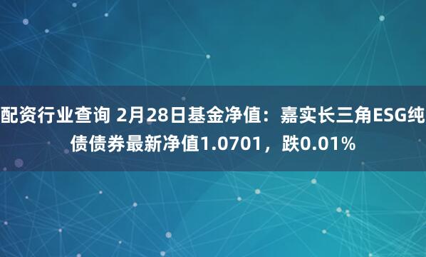 配资行业查询 2月28日基金净值：嘉实长三角ESG纯债债券最新净值1.0701，跌0.01%